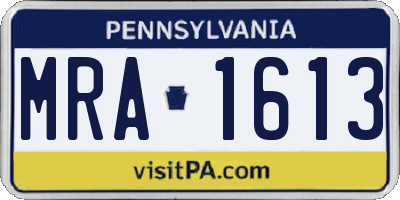 PA license plate MRA1613