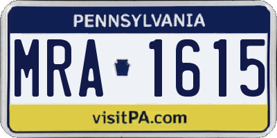 PA license plate MRA1615