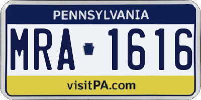 PA license plate MRA1616