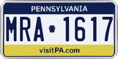 PA license plate MRA1617