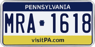 PA license plate MRA1618