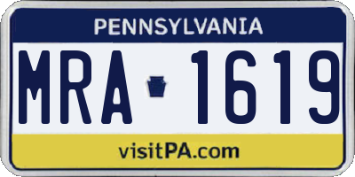PA license plate MRA1619