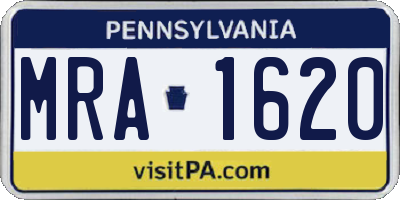 PA license plate MRA1620