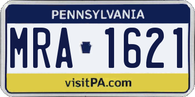 PA license plate MRA1621