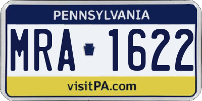 PA license plate MRA1622