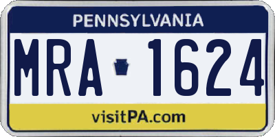 PA license plate MRA1624