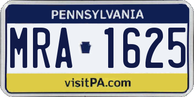 PA license plate MRA1625