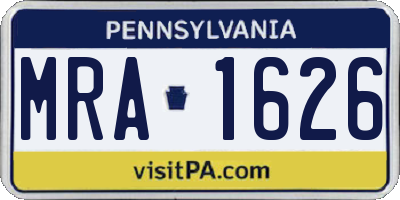 PA license plate MRA1626