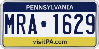 PA license plate MRA1629
