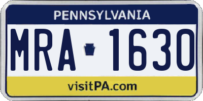 PA license plate MRA1630