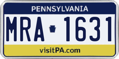 PA license plate MRA1631