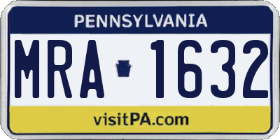 PA license plate MRA1632