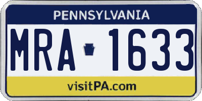 PA license plate MRA1633