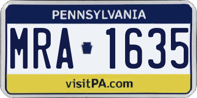 PA license plate MRA1635