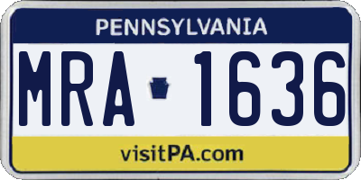 PA license plate MRA1636