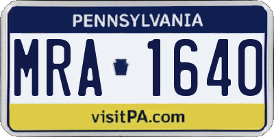 PA license plate MRA1640