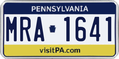 PA license plate MRA1641