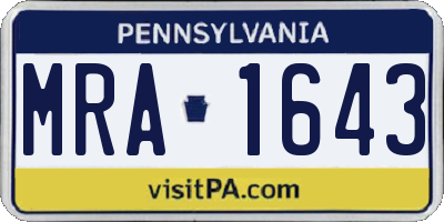 PA license plate MRA1643
