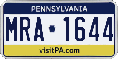PA license plate MRA1644