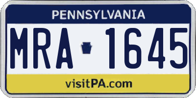 PA license plate MRA1645