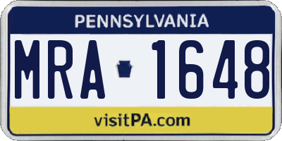 PA license plate MRA1648