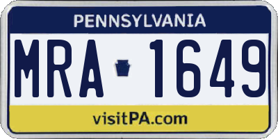 PA license plate MRA1649