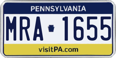 PA license plate MRA1655