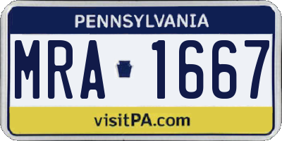 PA license plate MRA1667
