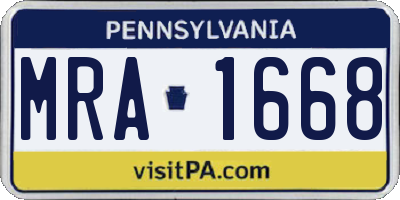 PA license plate MRA1668