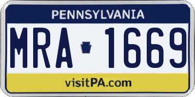 PA license plate MRA1669