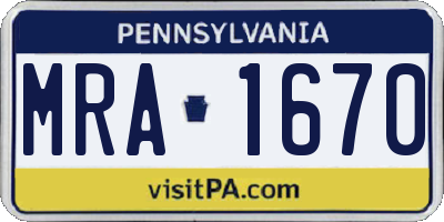 PA license plate MRA1670