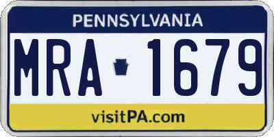 PA license plate MRA1679