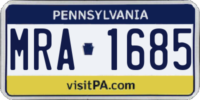 PA license plate MRA1685