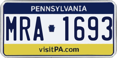 PA license plate MRA1693