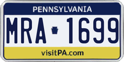 PA license plate MRA1699
