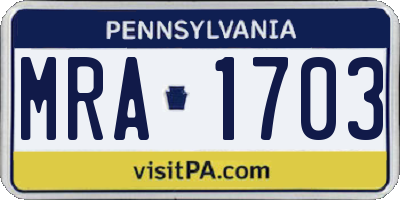 PA license plate MRA1703