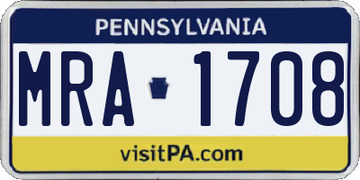PA license plate MRA1708