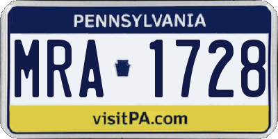PA license plate MRA1728