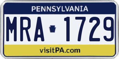 PA license plate MRA1729