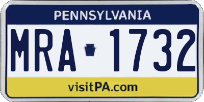 PA license plate MRA1732