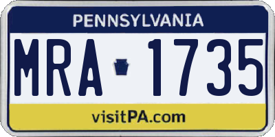 PA license plate MRA1735