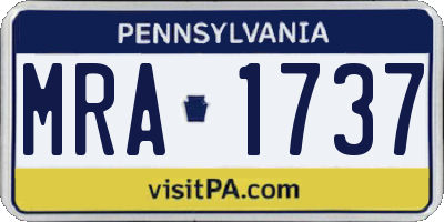 PA license plate MRA1737