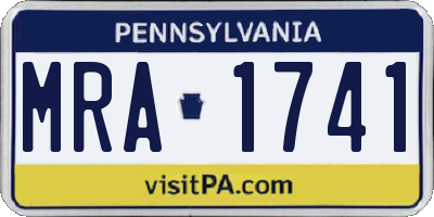 PA license plate MRA1741