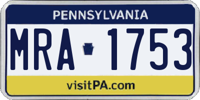 PA license plate MRA1753