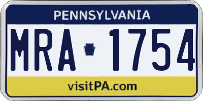 PA license plate MRA1754