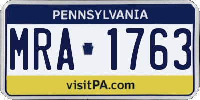 PA license plate MRA1763