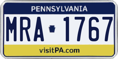 PA license plate MRA1767