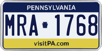 PA license plate MRA1768