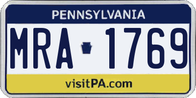 PA license plate MRA1769