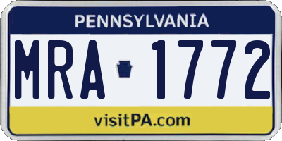 PA license plate MRA1772